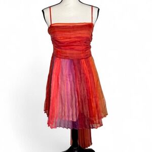 NWT Free People sunset-ombre pleated chiffon midi dress